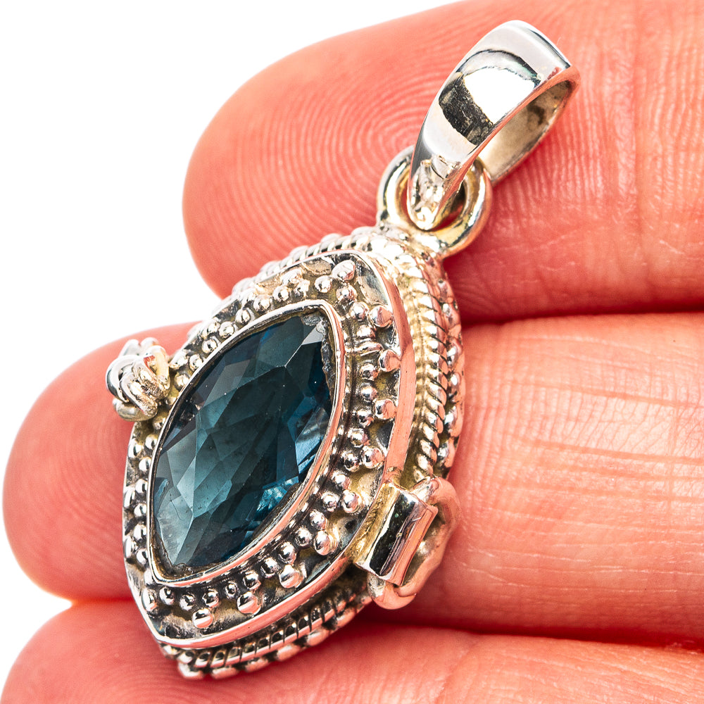 Premium Blue Topaz Poison Pendant 1 3/8" (.925 Sterling Silver)