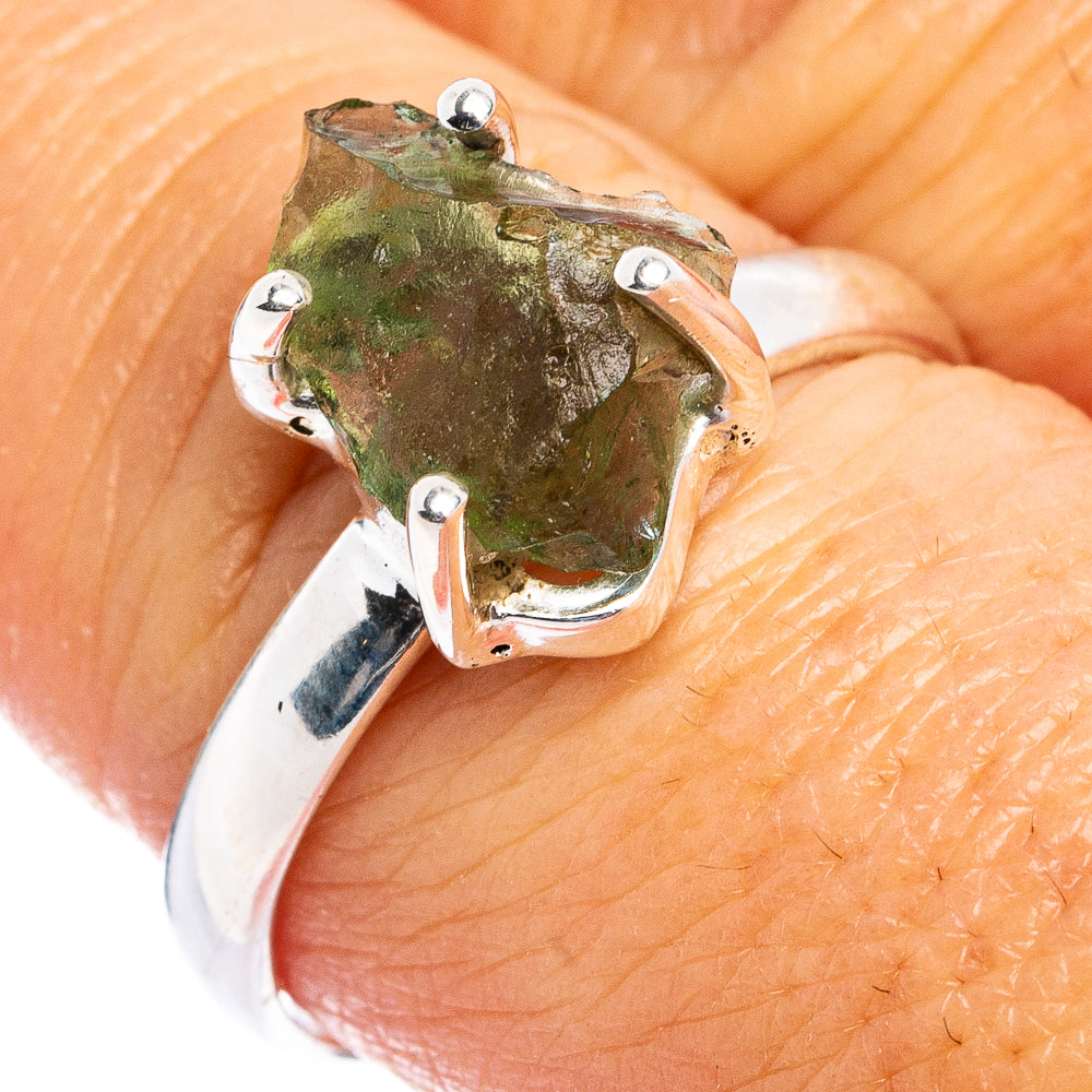 Rare Moldavite Ring Size 8.75 (.925 Sterling Silver)