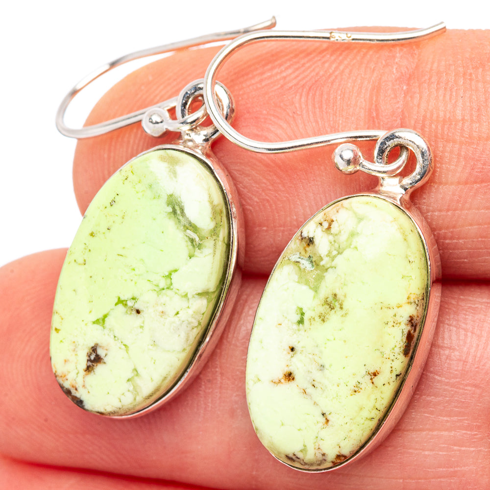 Lemon Chrysoprase Earrings 1 3/8" (.925 Sterling Silver)