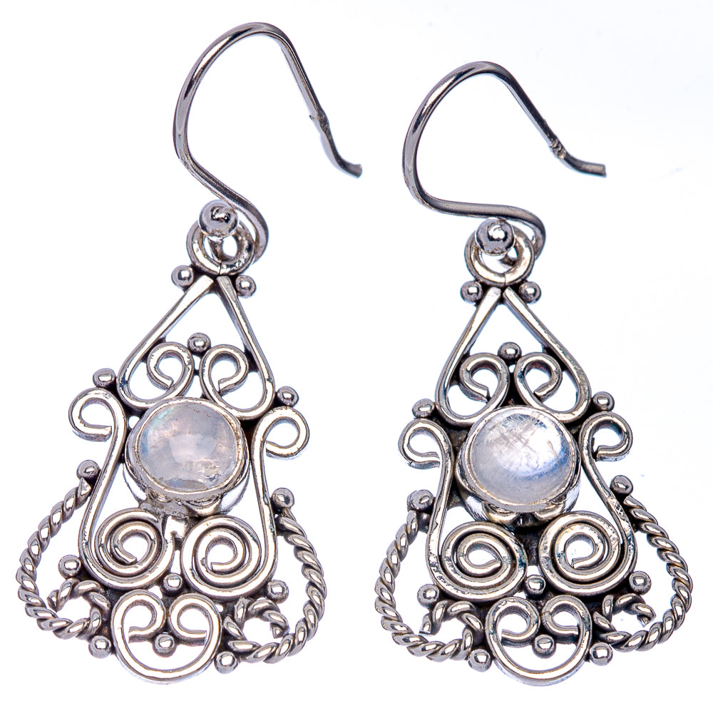 Rainbow Moonstone Earrings 1 1/2" (925 Sterling Silver) E433417