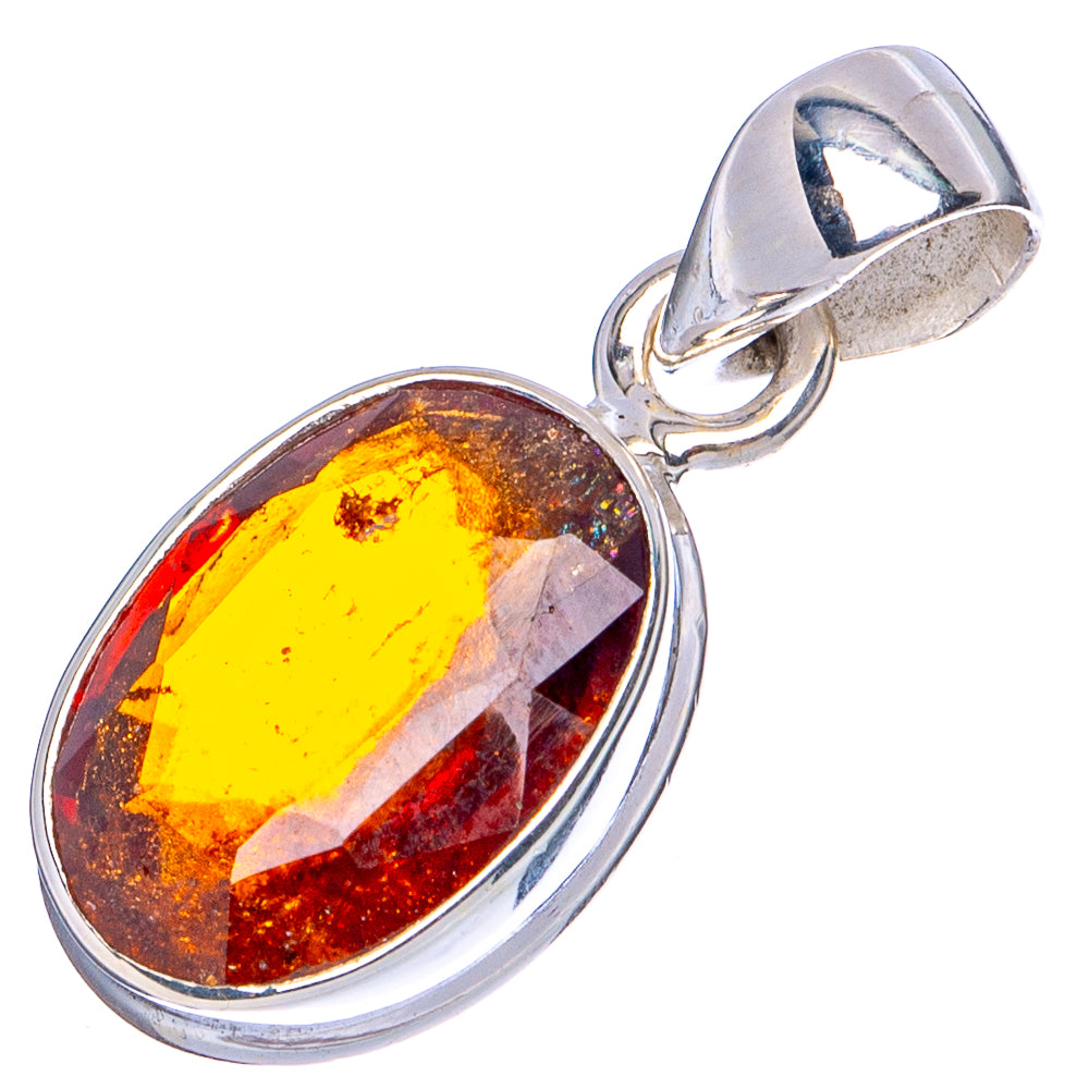 Rare Hessonite Garnet Pendant 1" (.925 Sterling Silver)
