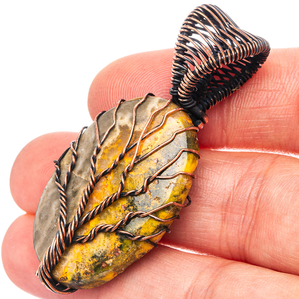 Bumblebee Jasper Tree of Life Pendant 2" (Oxidized Copper)