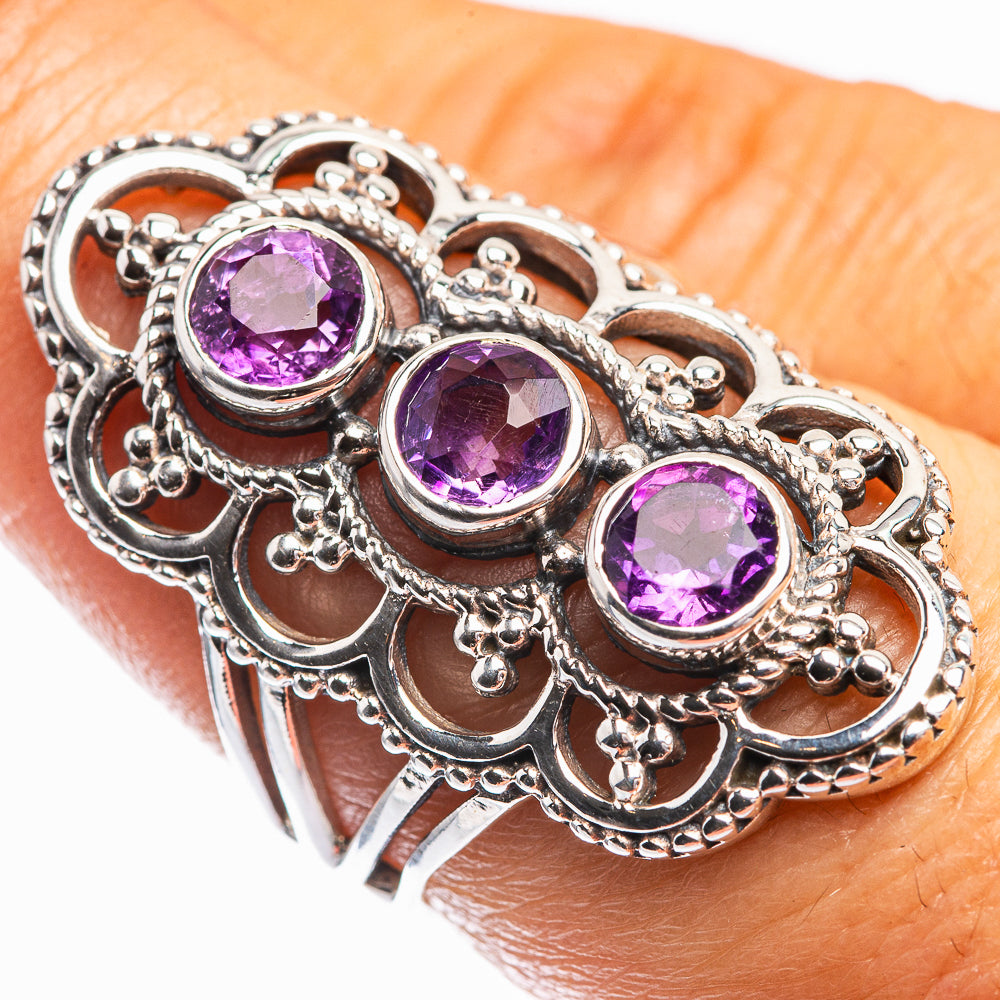 Faceted Amethyst Ring Size 6.75 (925 Sterling Silver) R142290