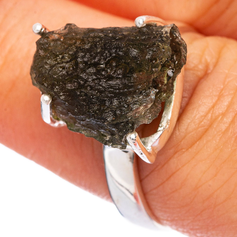 Rare Czech Moldavite Ring Size 8 (925 Sterling Silver) R145587