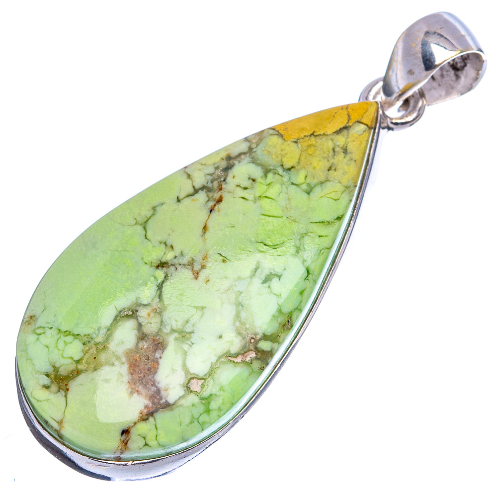 Lemon Chrysoprase Pendant 1 3/4" (925 Sterling Silver) P43347