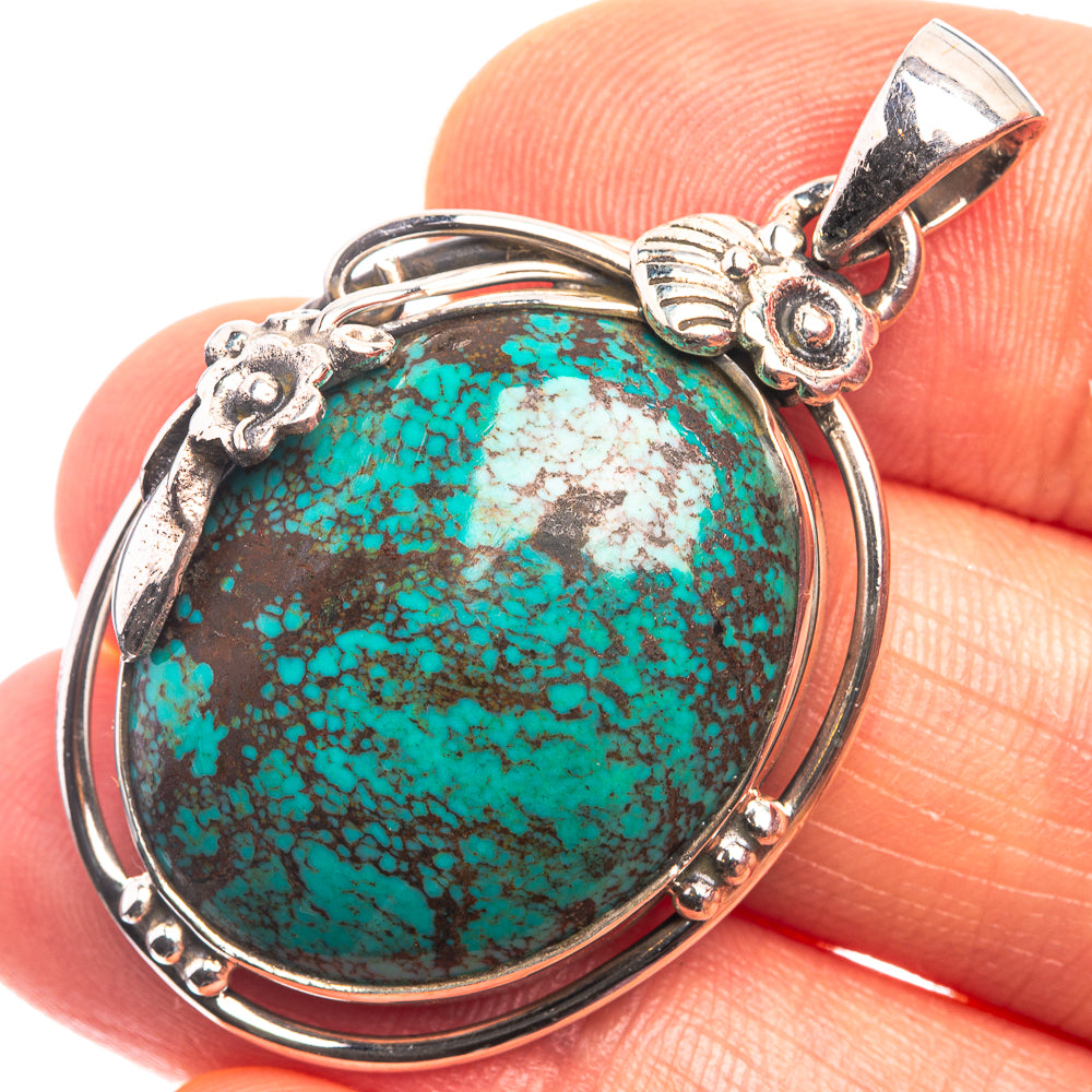 Tibetan Turquoise Pendant 1 5/8" (925 Sterling Silver) P38887