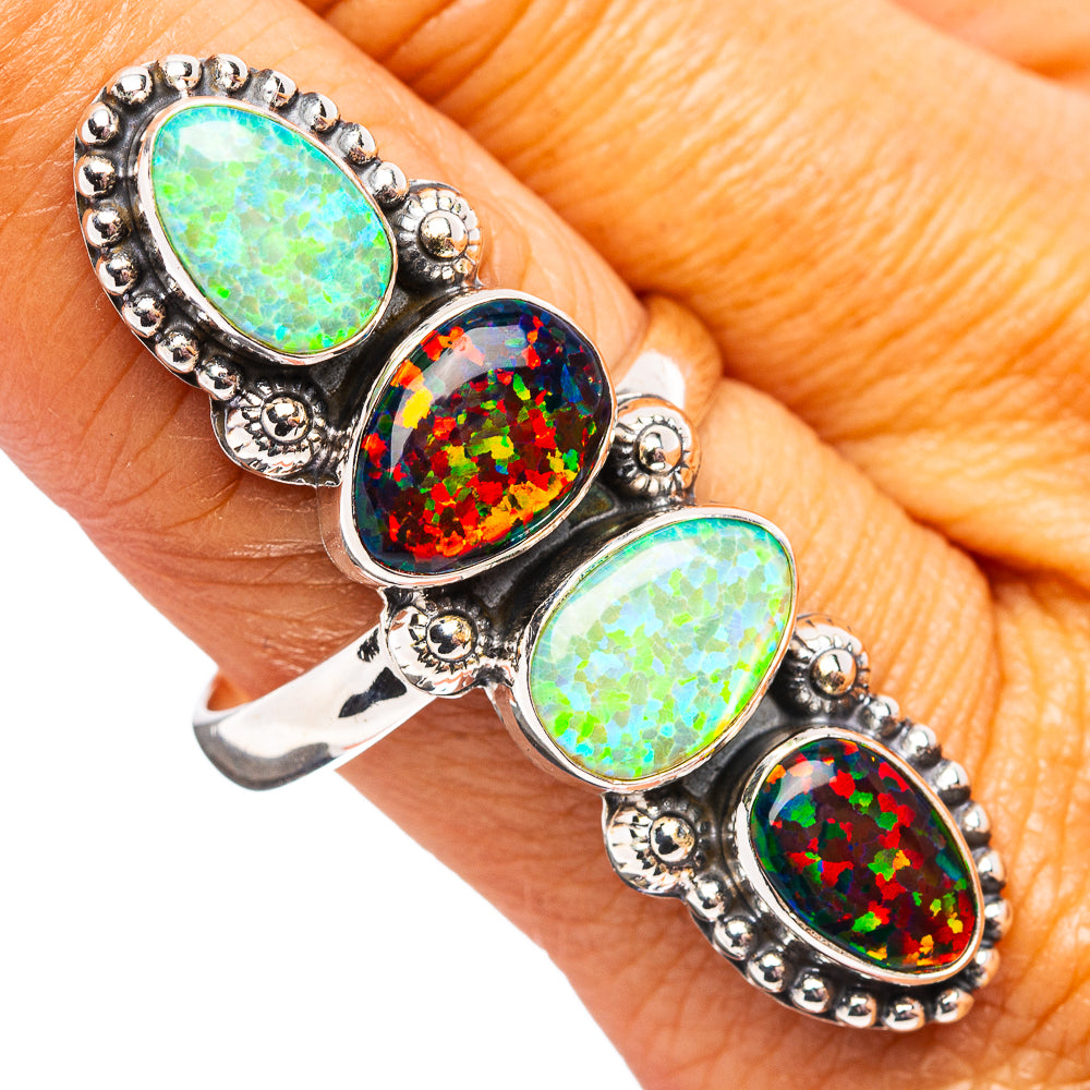 Premium Synthetic Opal Ring Size 10 (.925 Sterling Silver)