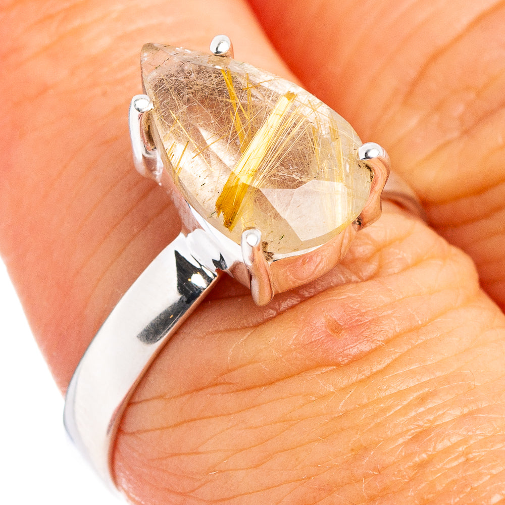 Rutilated Quartz Ring Size 7.75 (.925 Sterling Silver)