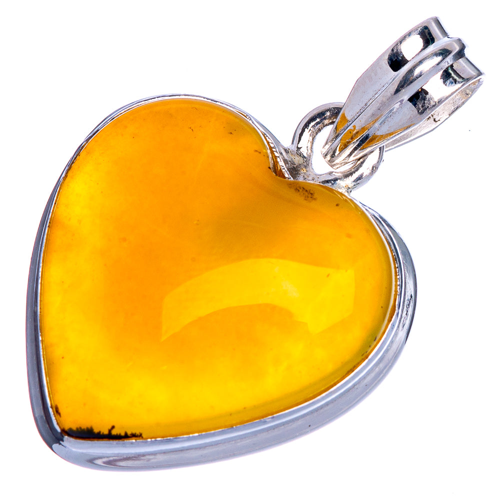 Rare Yellow Opal Heart Pendant 1 3/8" (925 Sterling Silver) P40651