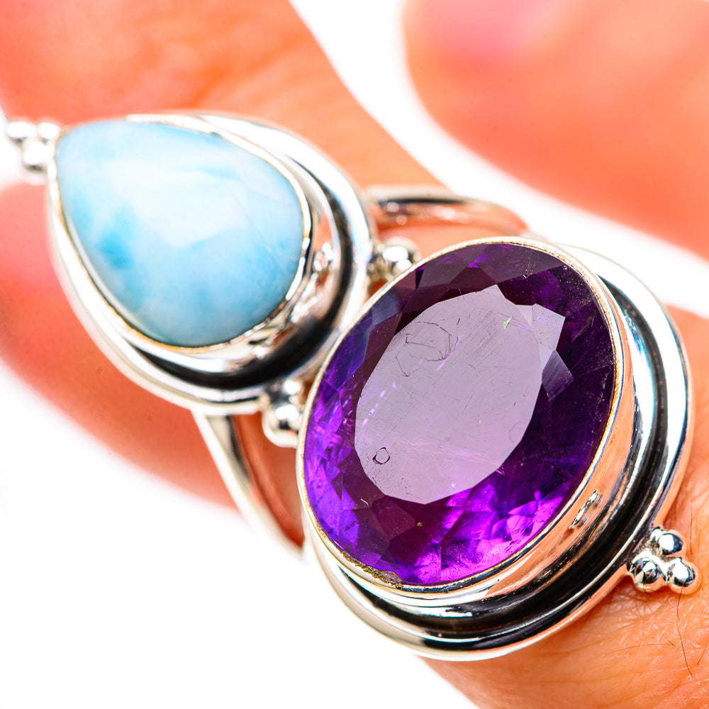 Large Amethyst, Larimar Ring Size 7.25 (925 Sterling Silver) RING138608