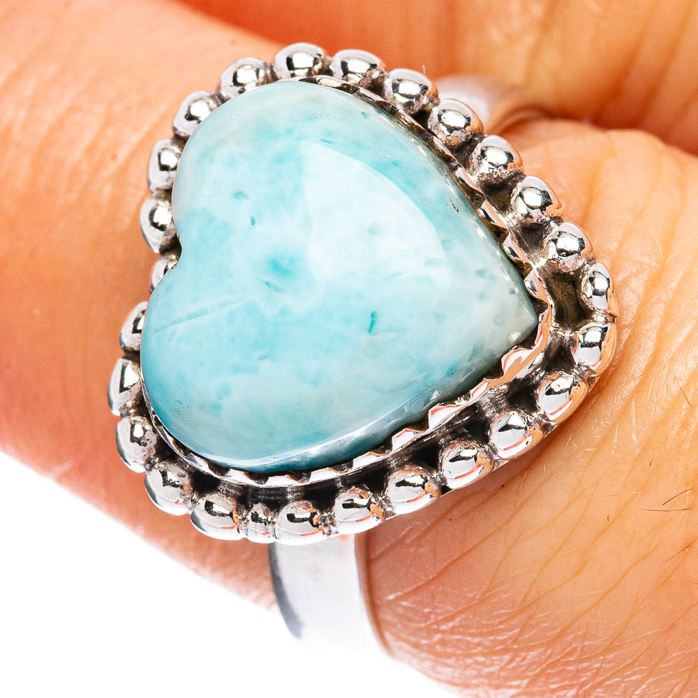 Larimar Heart Ring Size 7.25 (925 Sterling Silver) R2376