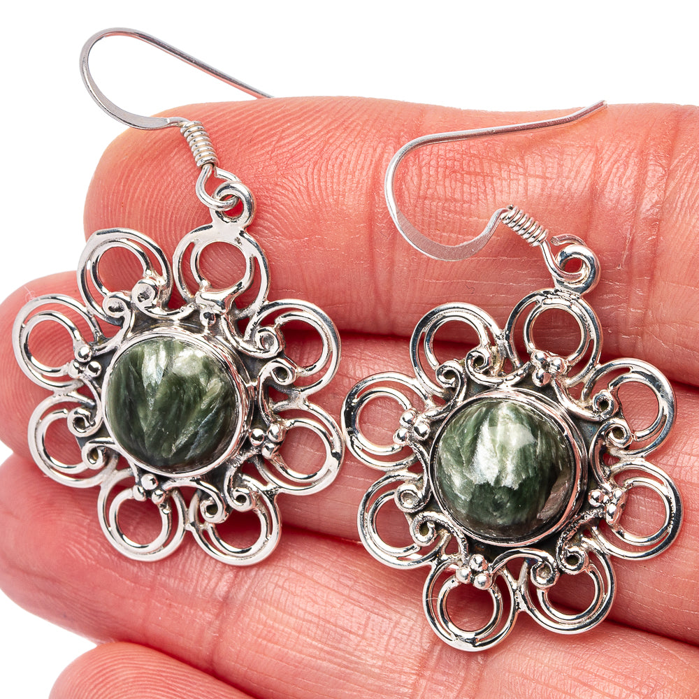 Premium Seraphinite Earrings 1 5/8" (.925 Sterling Silver)