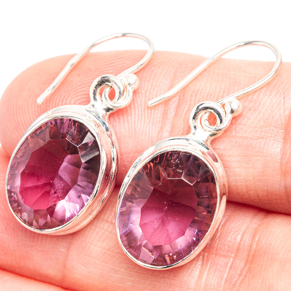 Faceted Color Change Alexandrite (Lab.) Earrings 1 1/4" (925 Sterling Silver) E432569