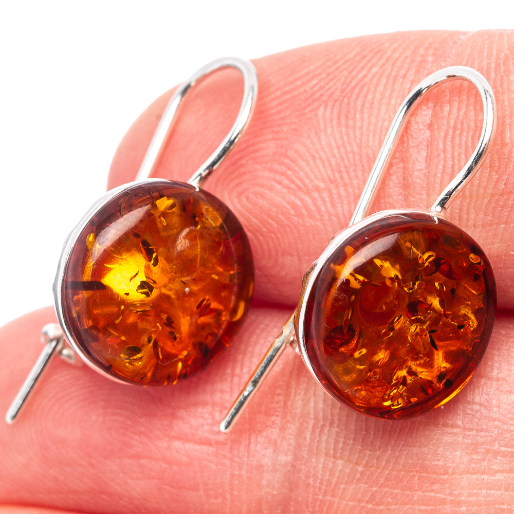 Baltic Amber Earrings 1" (.925 Sterling Silver)