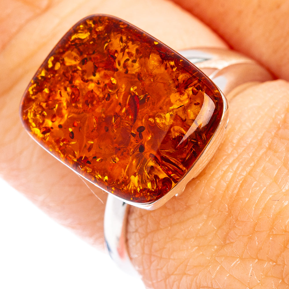 Baltic Amber Ring Size 6 Adjustable (.925 Sterling Silver)