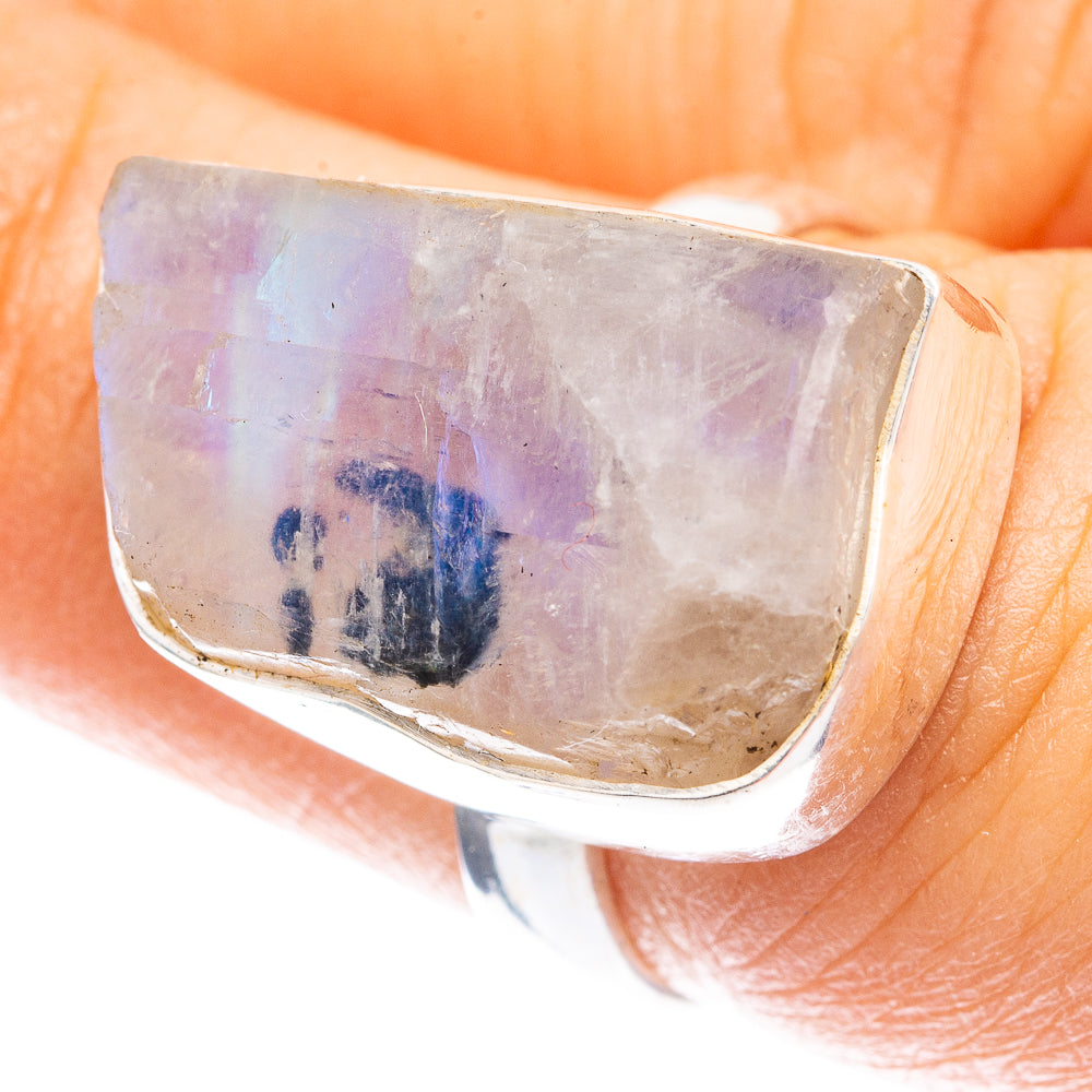Raw Rainbow Moonstone Ring Size 6.75 (925 Sterling Silver) R142700