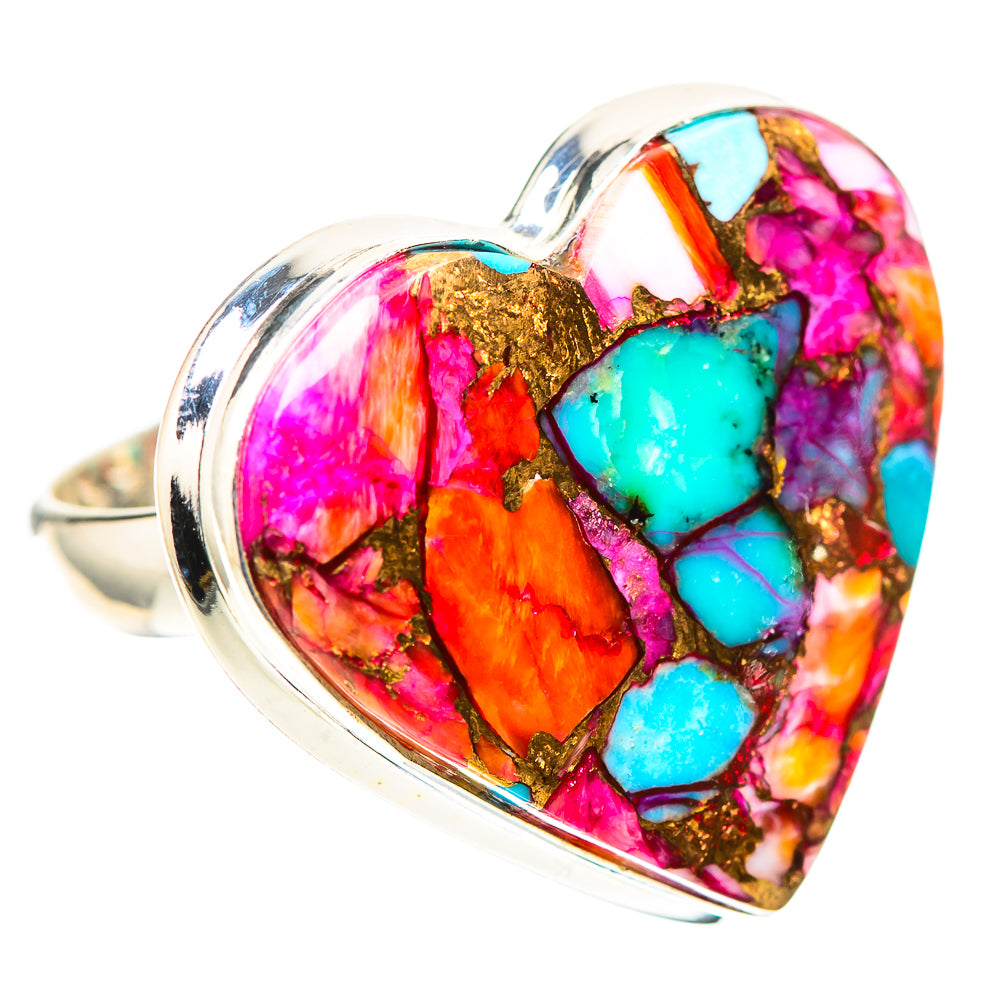Large Kingman Pink Dahlia Turquoise Ring Size 8.5 (925 Sterling Silver) RING138621