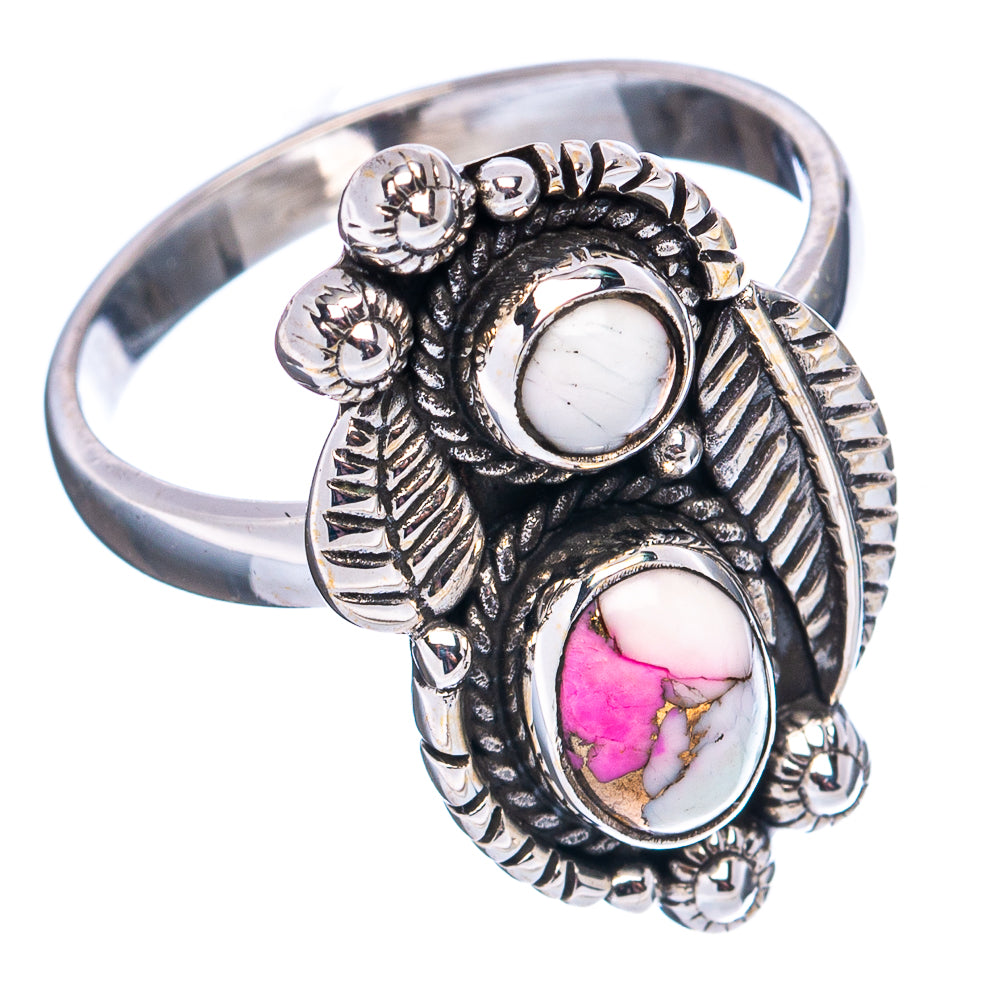 Native Style Cotton Candy Turquoise Ring Size 9 (.925 Sterling Silver)