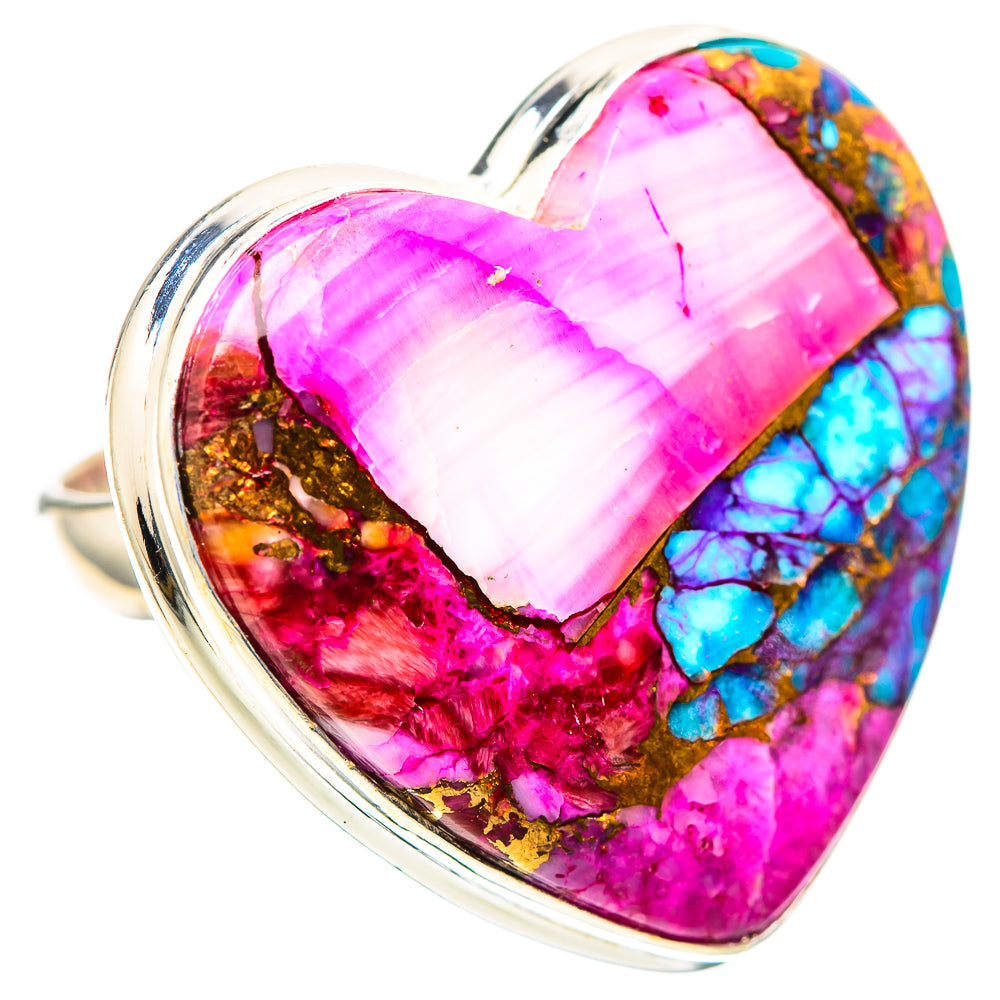 Large Kingman Pink Dahlia Turquoise Ring Size 7.75 (925 Sterling Silver) RING139302