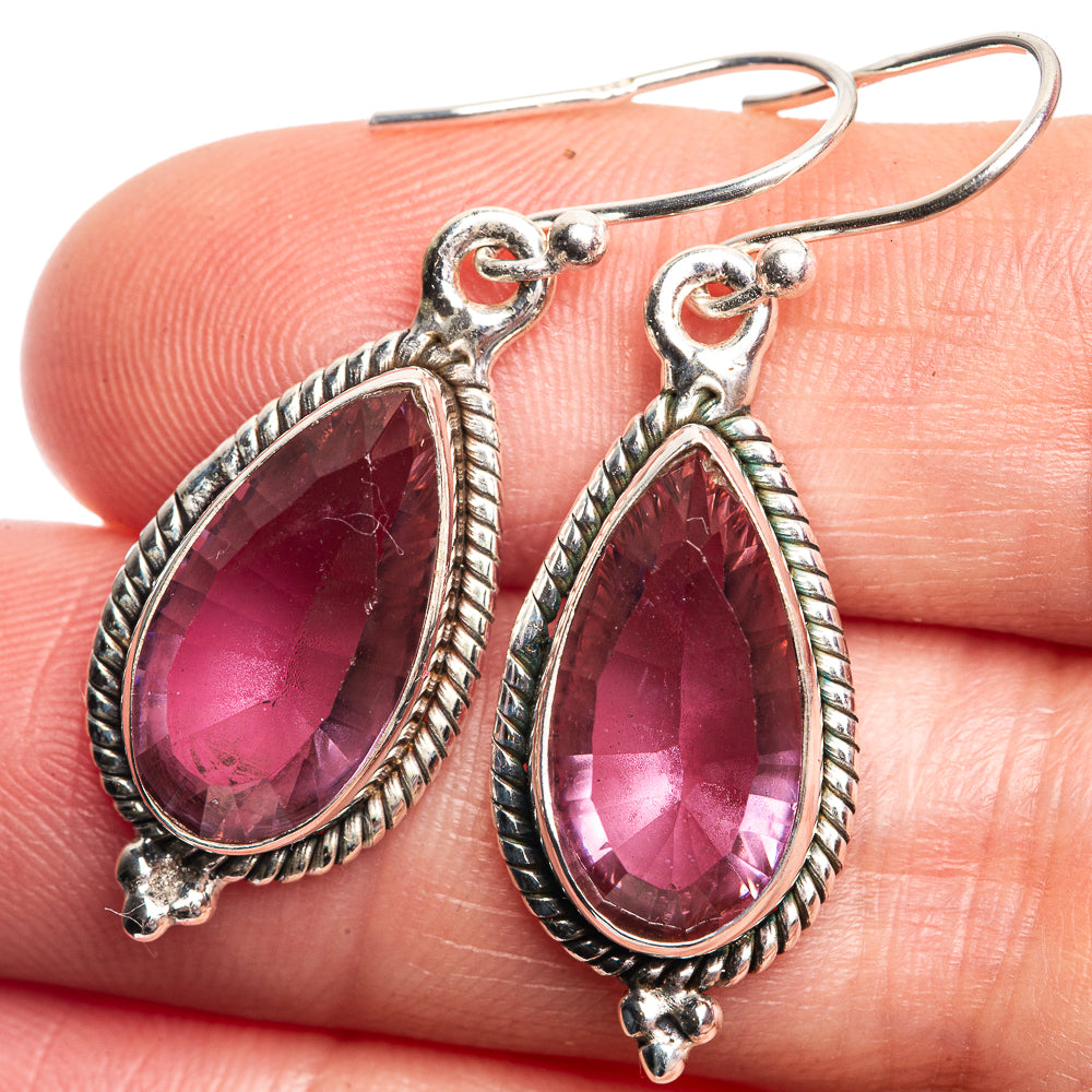 Faceted Color Change Alexandrite (Lab.) Earrings 1 1/2" (925 Sterling Silver) E432468