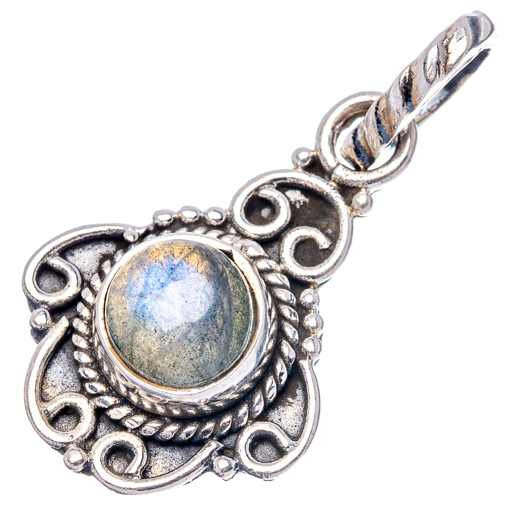 Dainty Labradorite Pendant 1 1/8" (.925 Sterling Silver)