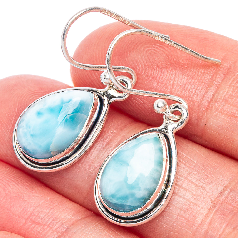 Rare Larimar Earrings 1 1/4" (925 Sterling Silver) E433366