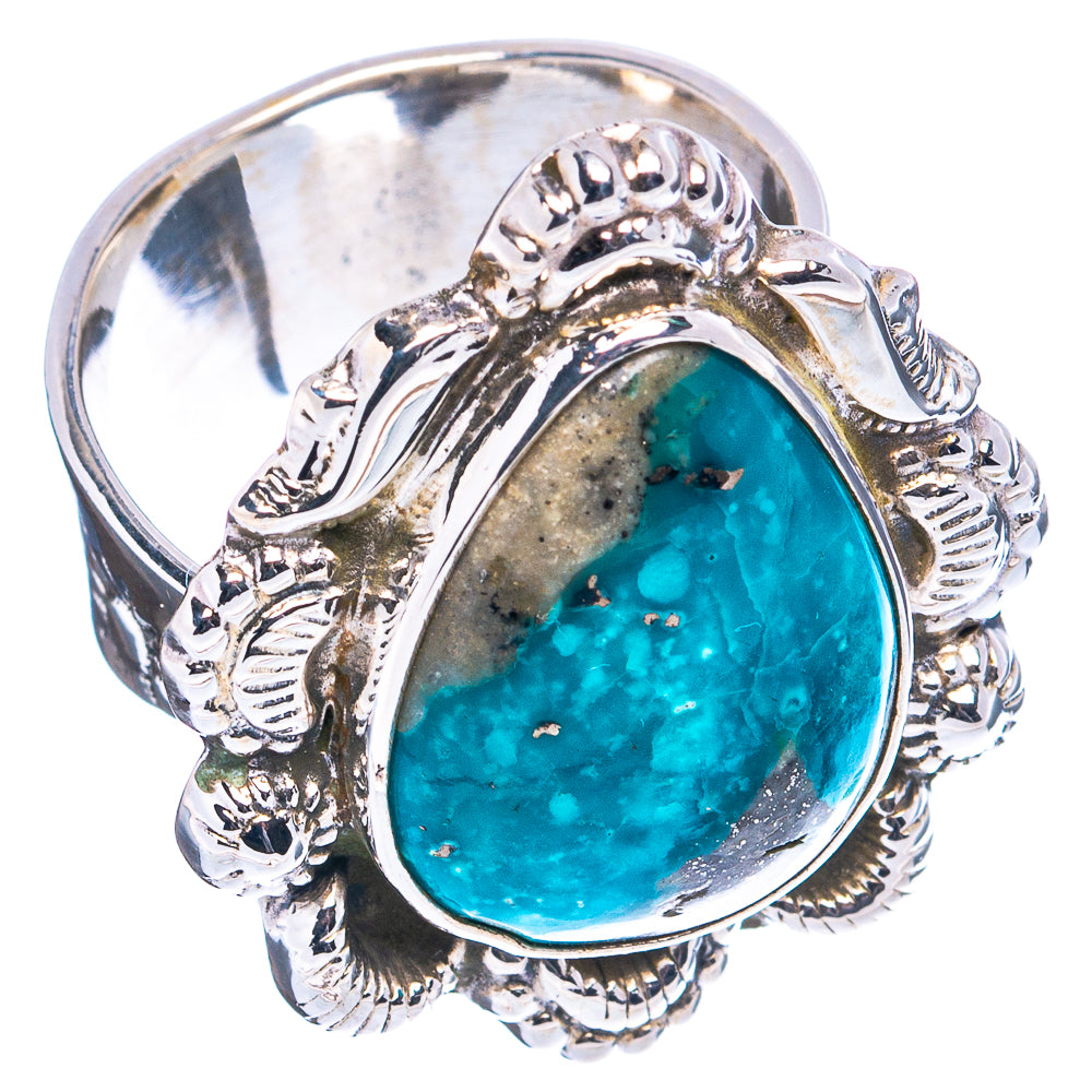 Exclusive Kingman Turquoise Ring Size 8 Adjustable (.925 Sterling Silver)