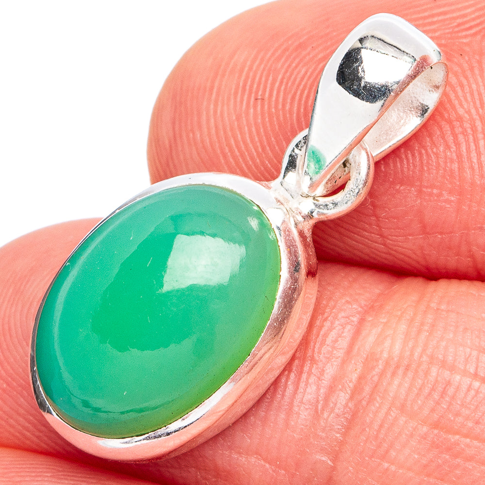 Dainty Chrysoprase Dragonfly Pendant 1 1/8" (925 Sterling Silver) P45573