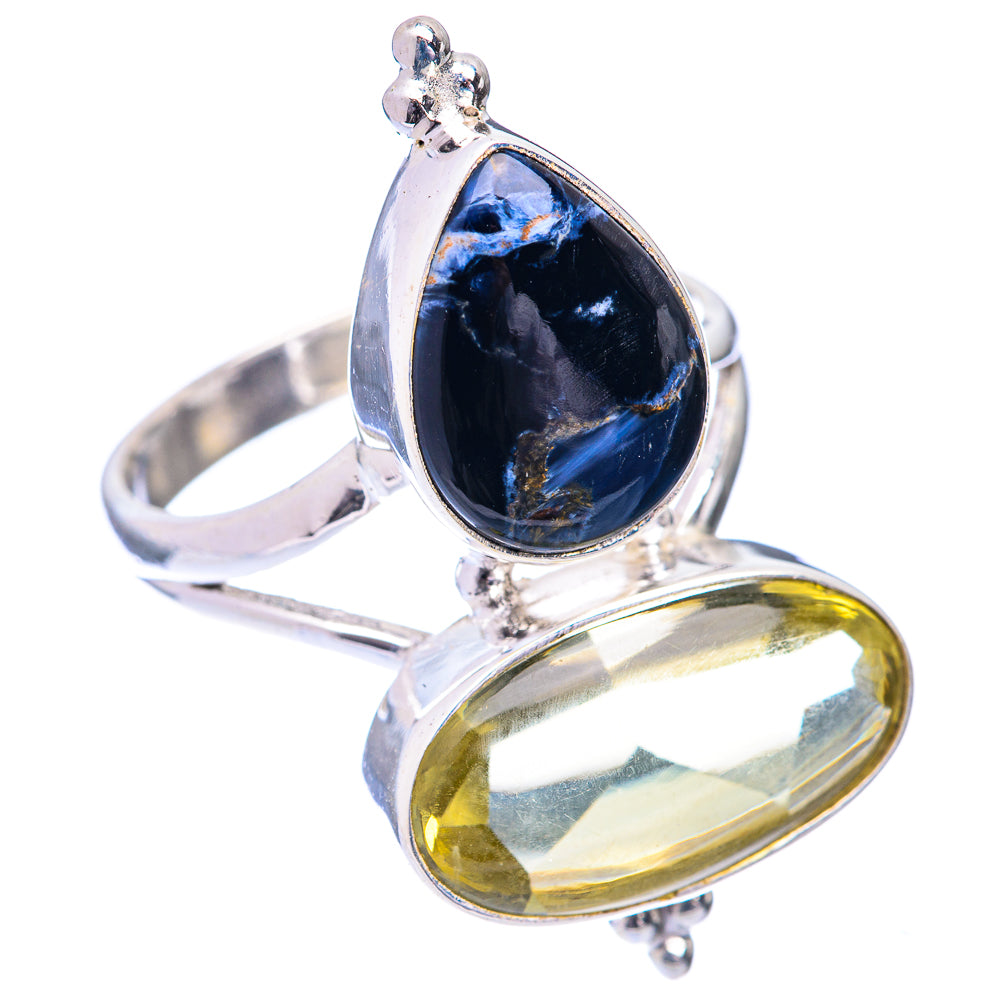 Large Lemon Quartz, Pietersite Ring Size 10.5 (925 Sterling Silver) R140989