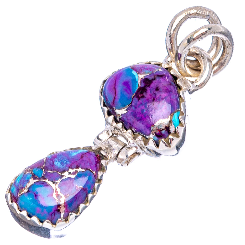 Purple Copper Turquoise Pendant 1 1/8" (.925 Sterling Silver)