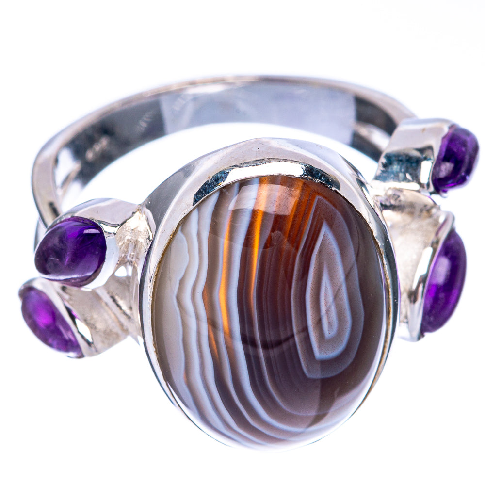 Botswana Agate, Amethyst Ring Size 7 (925 Sterling Silver) R144646