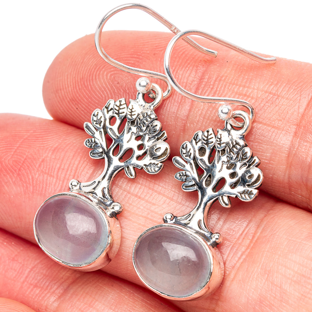 Aquamarine Tree Earrings 1 3/8" (925 Sterling Silver) E1384