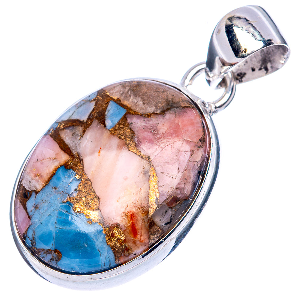Pink Opal In Kyanite Pendant 1 1/4" (925 Sterling Silver) P42529