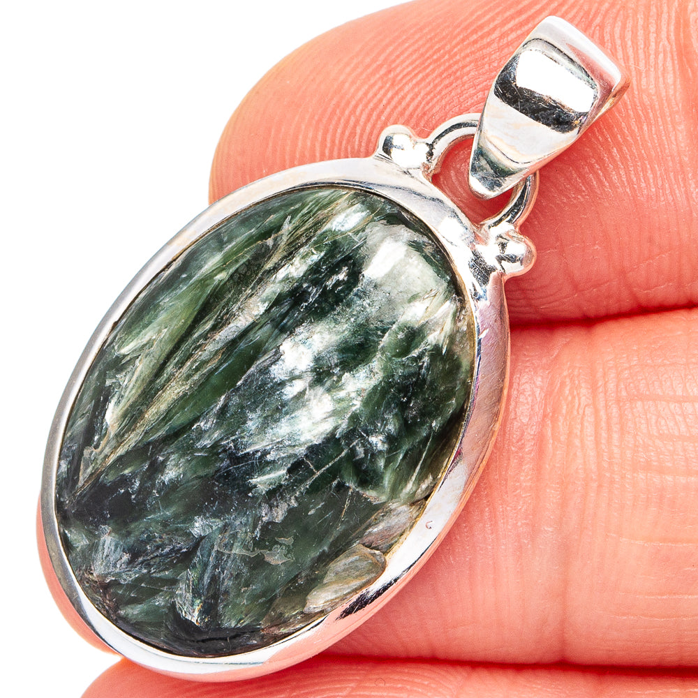Seraphinite Pendant 1 3/8" (.925 Sterling Silver)