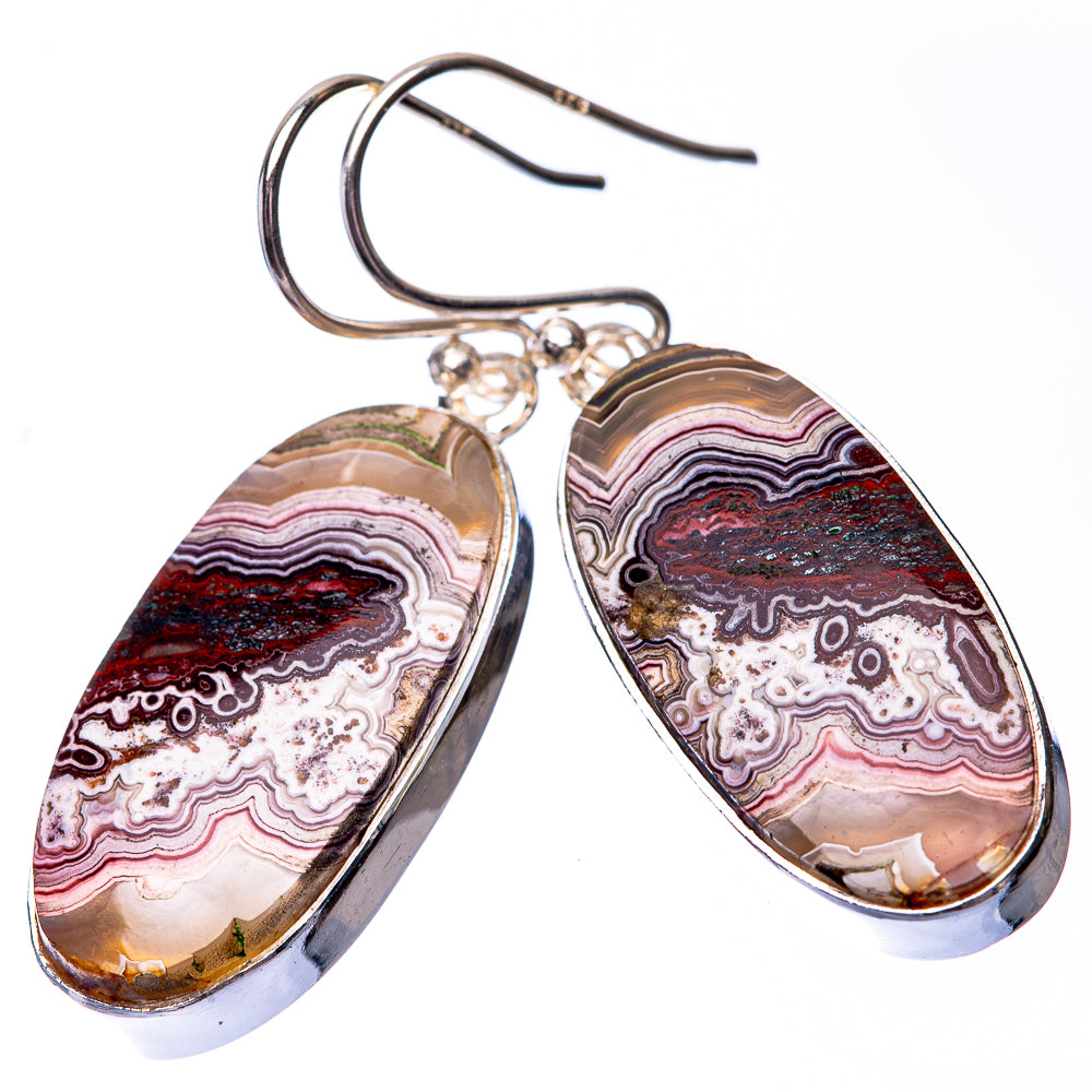 Crazy Lace Agate Earrings 1 1/2" (925 Sterling Silver) E432247
