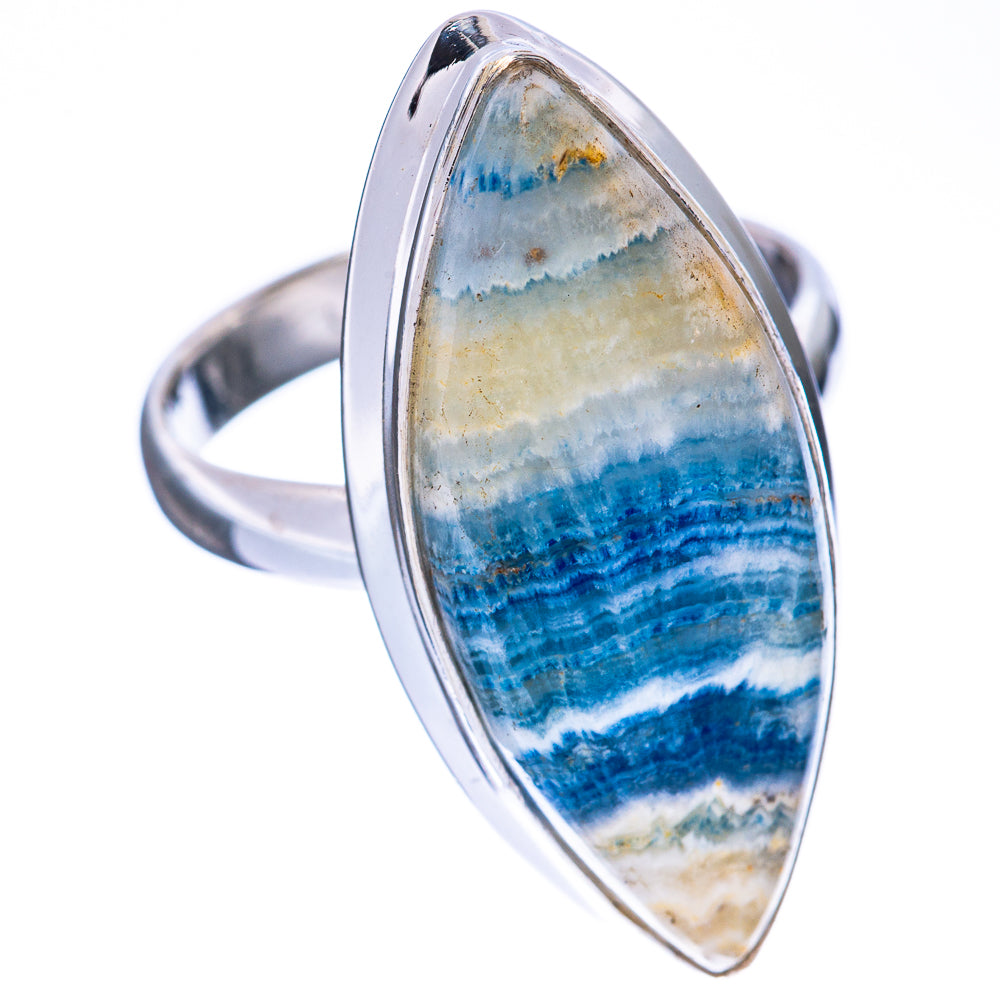 Blue Scheelite Ring Size 8.25 (925 Sterling Silver) R2021
