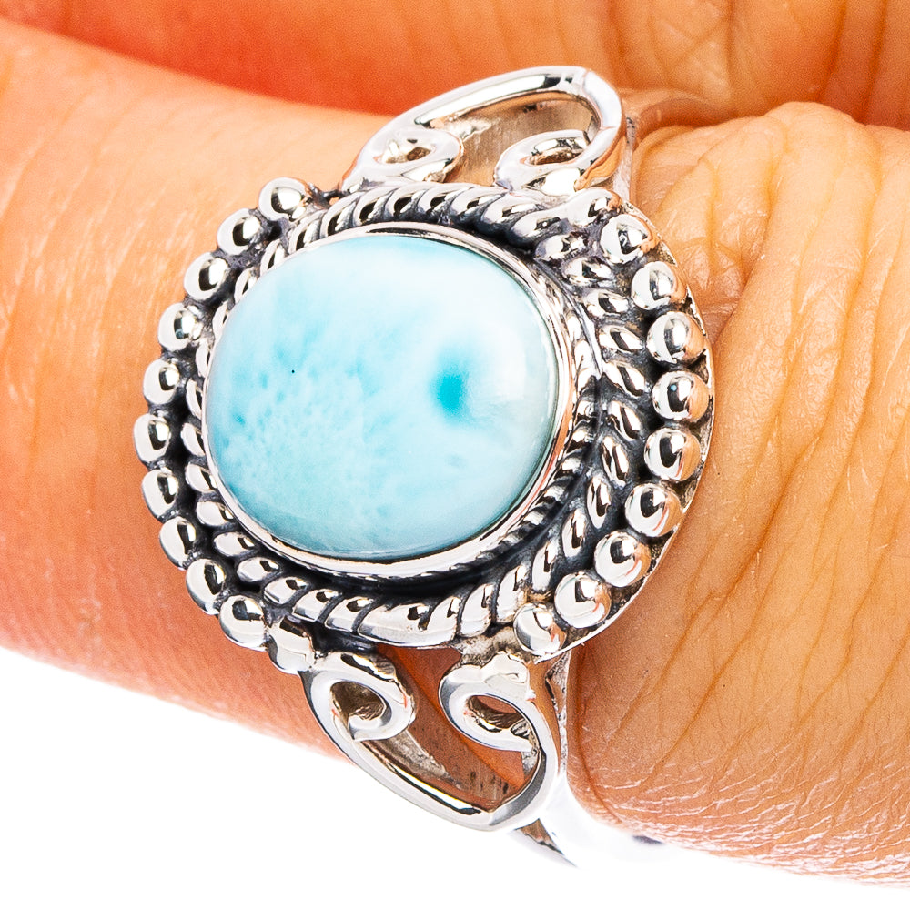 Larimar 925 Sterling Silver Premium Ring Size 6.75 (925 Sterling Silver) R6507