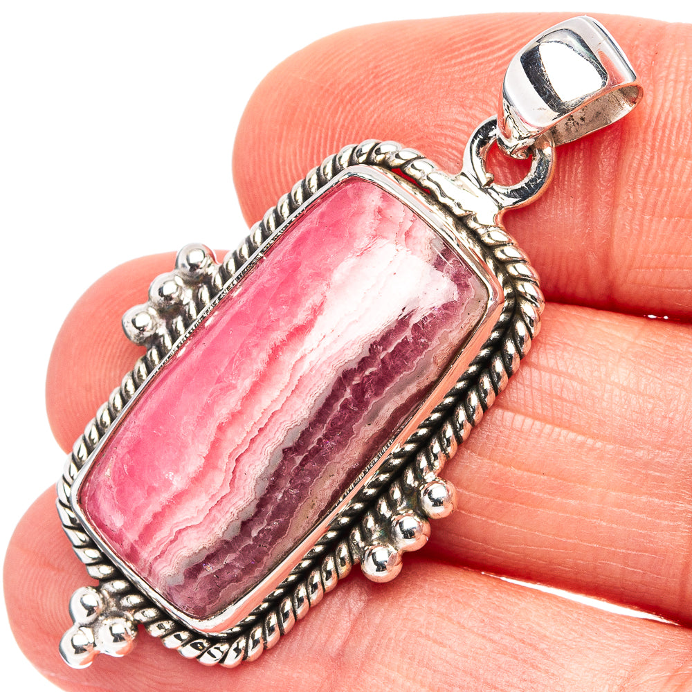 Premium Rhodochrosite Pendant 1 3/4" (.925 Sterling Silver)