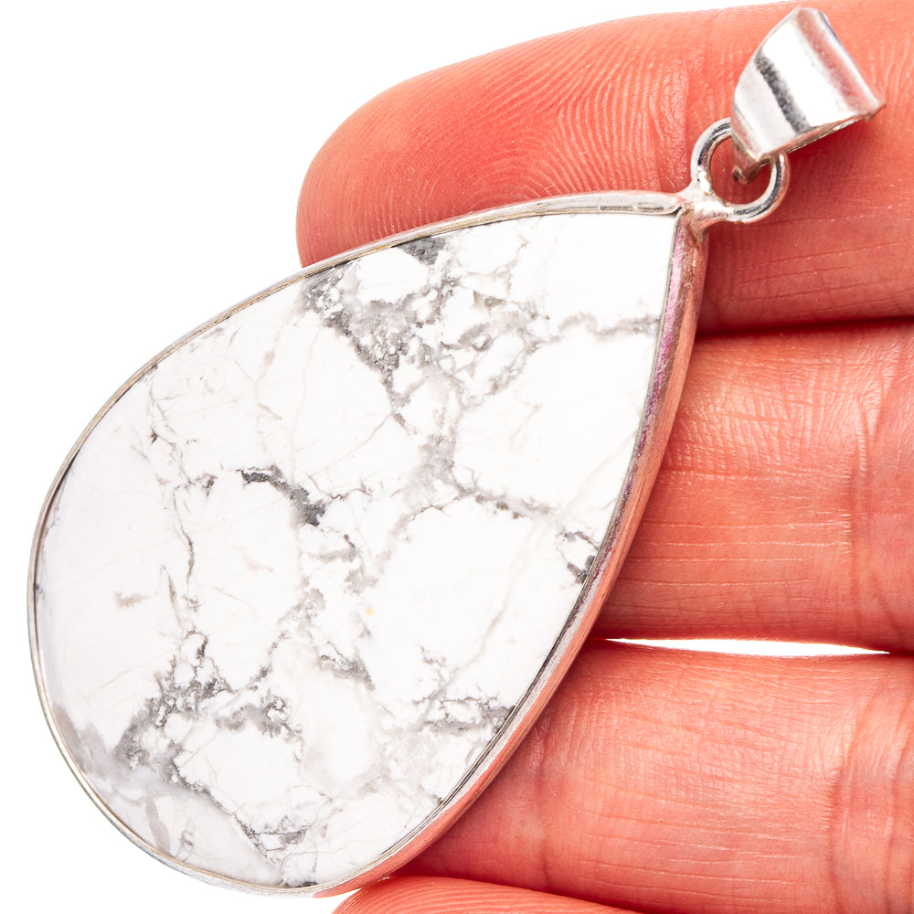 Howlite Pendant 2 1/4" (Silver Plated)