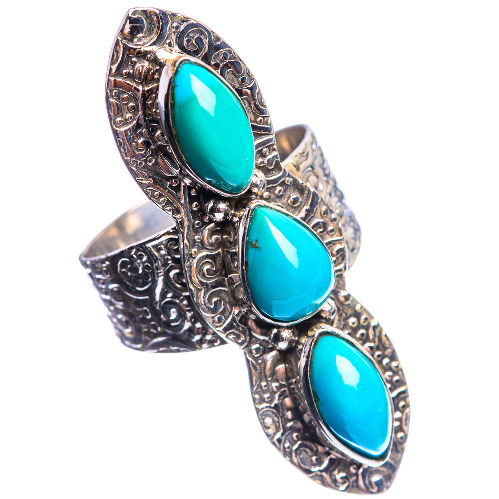 Large Sleeping Beauty Turquoise 925 Sterling Silver Ring Size 6.75