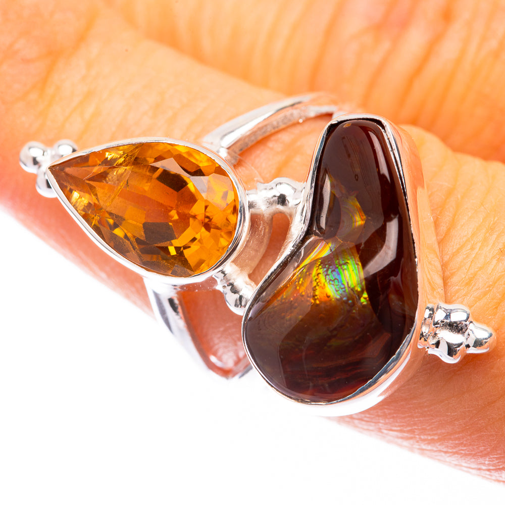 Mexican Fire Agate, Citrine Ring Size 7 (925 Sterling Silver) R141550