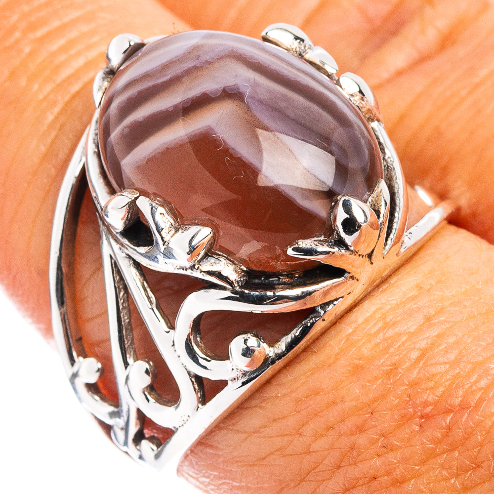 Premium Botswana Agate Ring Size 8 (.925 Sterling Silver)