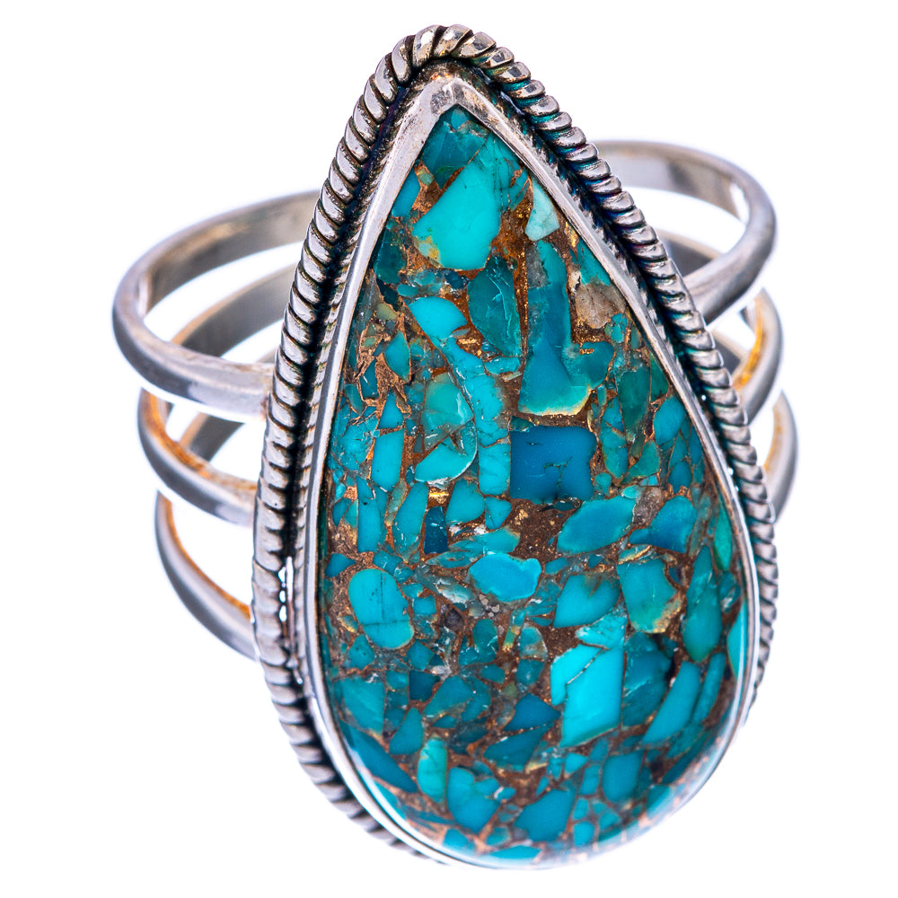 Huge Blue Copper Composite Turquoise Ring Size 12.75 (925 Sterling Silver) R145289