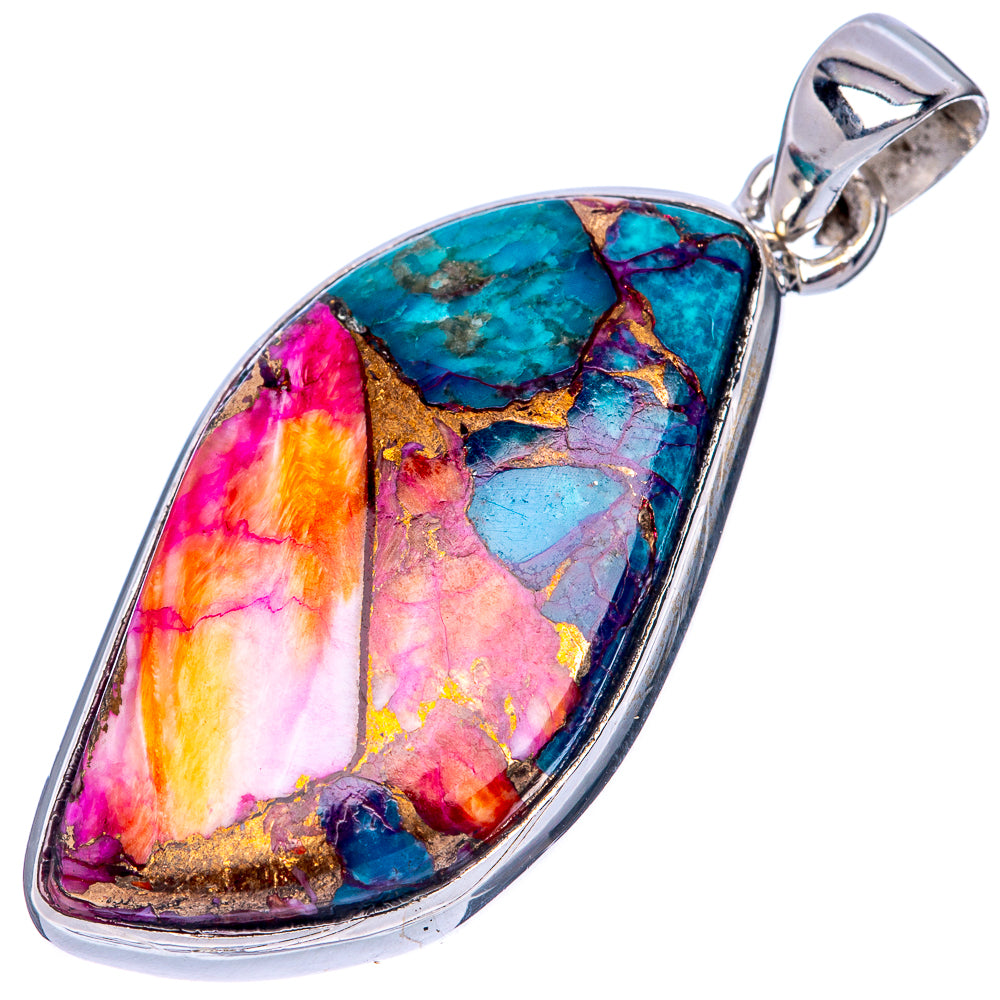 Spiny Oyster Arizona Turquoise Pendant 1 5/8" (925 Sterling Silver) P41390