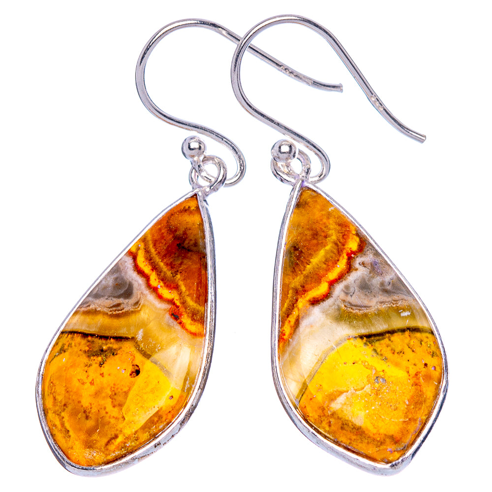 Bumble Bee Jasper Earrings 1 5/8" (925 Sterling Silver) E1118