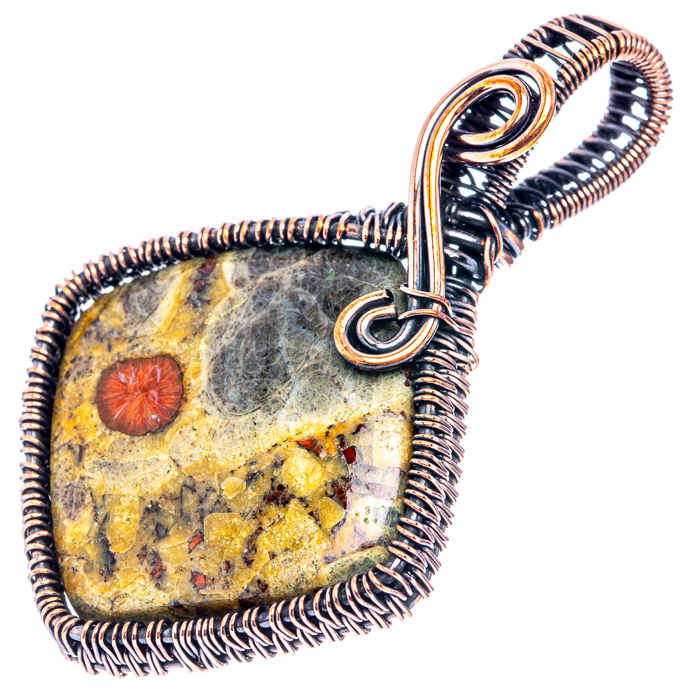 Peanut Obsidian Wire Wrap Pendant 2 3/8" (Oxidized Copper)