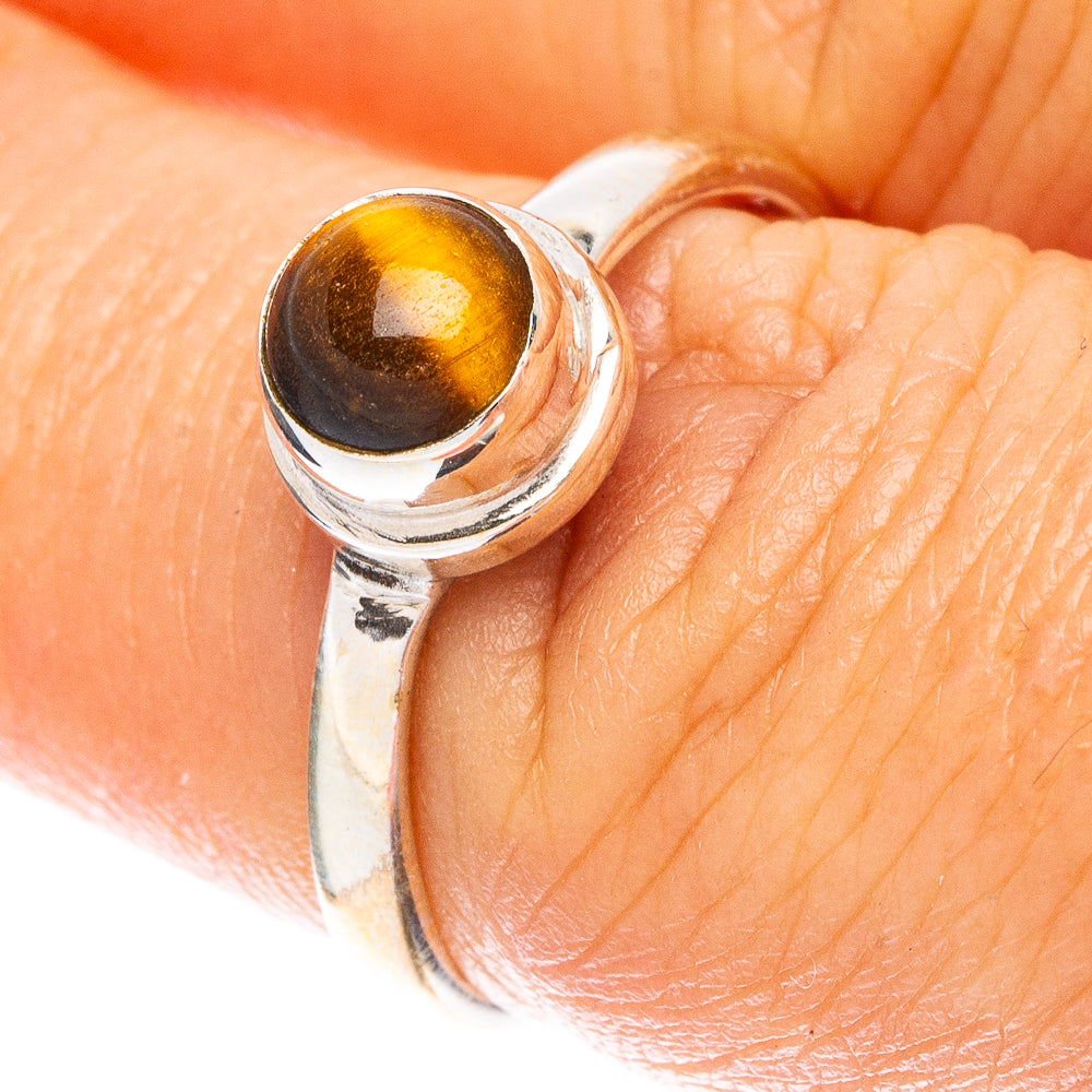 Tiger Eye Dainty Ring Size 7 (925 Sterling Silver) R5264