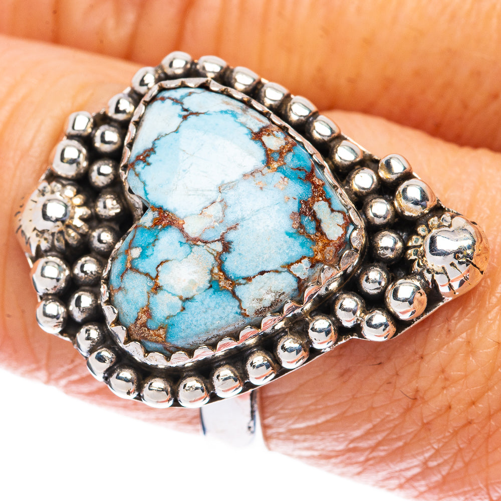 Rare Golden Hills Turquoise Heart Ring Size 7.75 (925 Sterling Silver) R2973