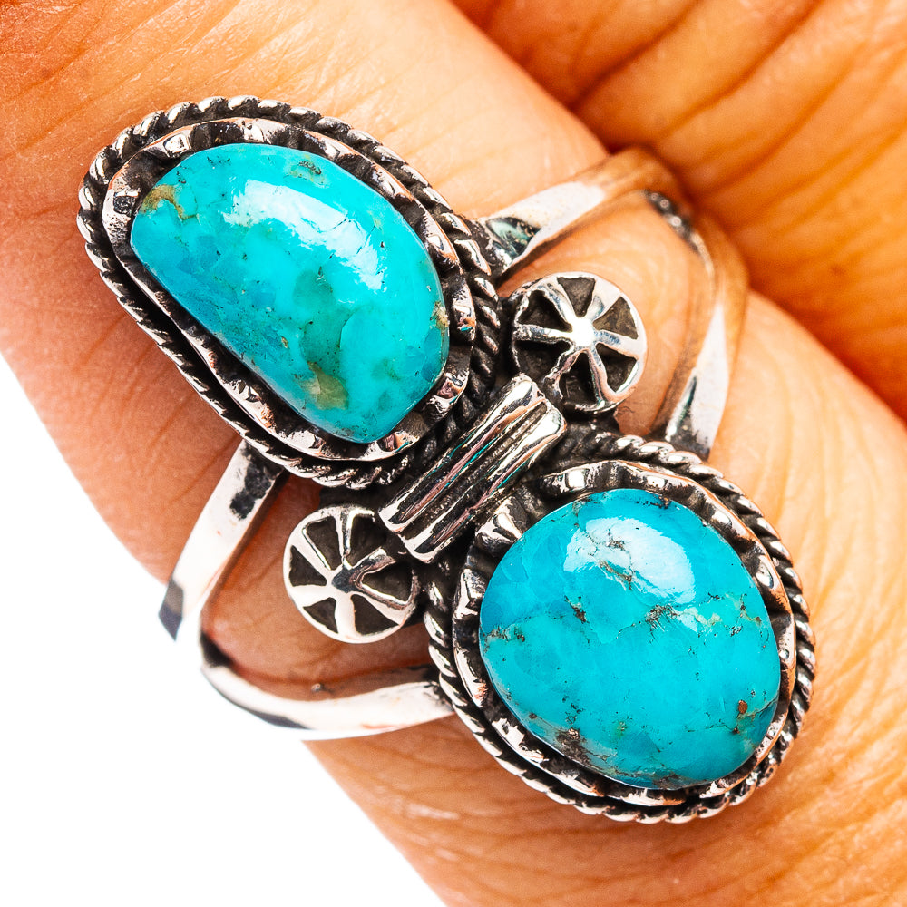 Native Style Mohave Turquoise Ring Size 7.5 (.925 Sterling Silver)