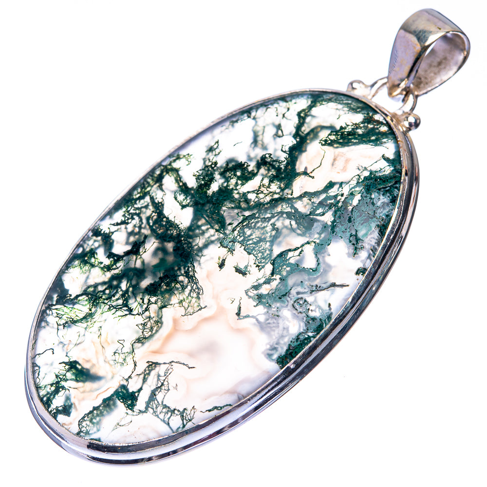 Green Moss Agate 925 Sterling Silver Pendant 2 1/8" (925 Sterling Silver) PD38623
